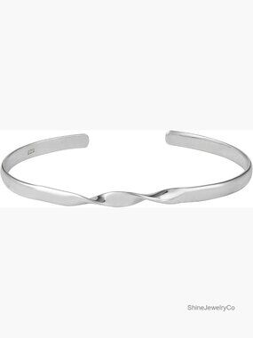 925 Sterling Silver Twisted Cuff Bangle - Thin Flat Open Bracelet Stacking